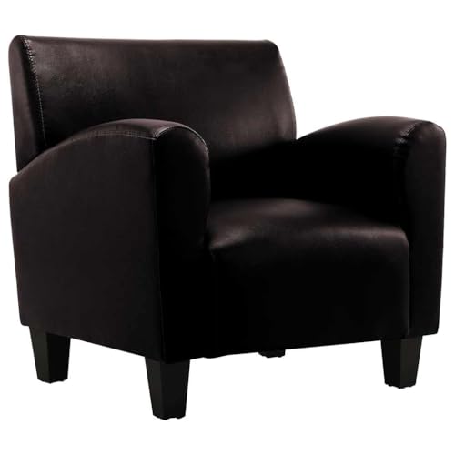 XHNIFBN Sillón de relax de piel sintética, color marrón oscuro, 70 x 69 x 72 cm, diseño moderno, estructura robusta con altura de asiento de 42 cm, para salón, dormitorio, oficina