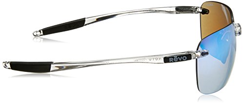Revo Descend Xl: Polarized Filters Uv, Large Rimless Rectangle Rectangular Sunglasses, Crystal Frame With Blue Water Lens (Re 1070Xl) #TOP2