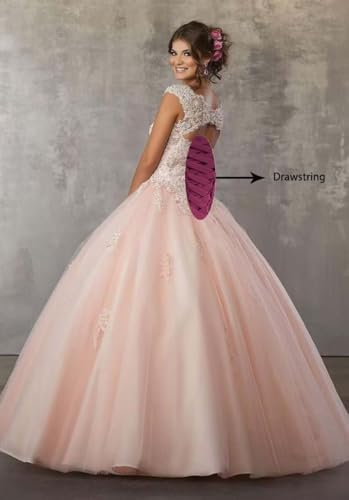 Laces Appliques Long Ball Gown Puffy Tulle Quinceanera Dresses Wedding Dresses with Sleeveless4