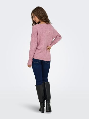 ONLY Damen Strickpullover V-Ausschnitt Sweater Onlrica Life L/S V-Neck Pullo KNT Noos 15224360 ,Heather Rose ,M – Ansicht 4