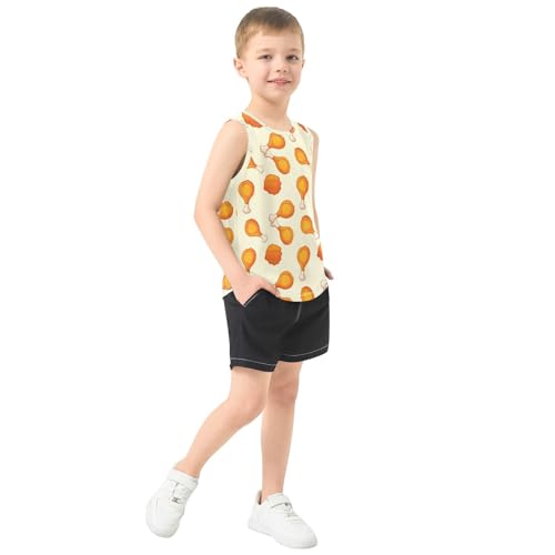 J JOYSAY Fried Chicken Piece Beige Boys Tank Top Sleeveless Muscle Shirts Quick Dry Kids T-Shirts 3-15T4