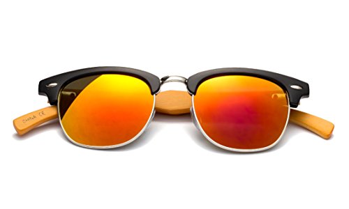 Newbee Fashion - "Copter Flash" Vintage Design Fashion Sunglasses Real Bamboo2