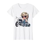Cute Biker Girl Riding with Coole Classic Motorcycle T-Shirt