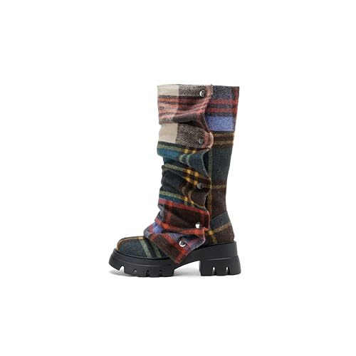 Image of Women's Embroidered Western Cowboy Mid-Calf Boots - Rider Boots - Mid-Height Boots Above Knee with Diamond Inlays