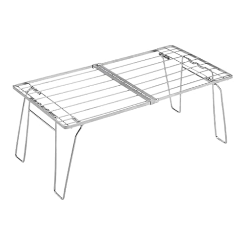 Mesa De Campamento Plegable De Acero Inoxidable, Rejilla De Alambre Plegable, Estante De Mostrador De Cocina, Con Construcción Alambre Resistente, Diseño De Espacio, 60x31.5x23.6cm, Para Hogar Y Viaje