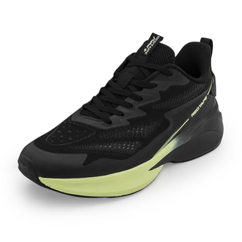Image of Red Tape Men's Sneakers Black Mesh Round Toe Lace-Up Flexible Support