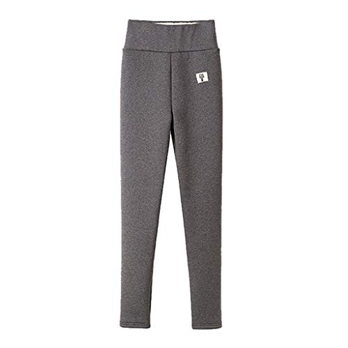 Pantalones de invierno para mujer Luluz, supergruesos, cálidos, de terciopelo, elásticos, de algodón, con forro de cintura alta (gris, negro) Grau-01. L