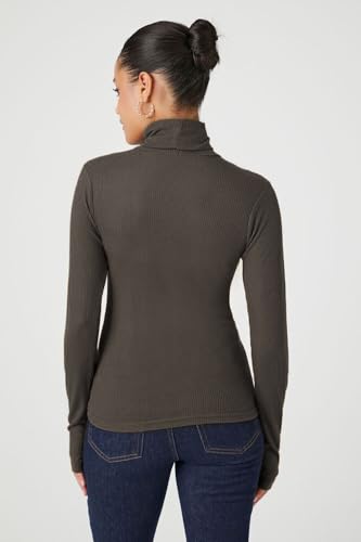 Image of Emmalise Womens Turtleneck Top Long Sleeves Fitted Ribbed Top