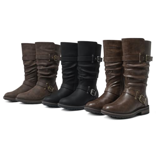 SHIBEVER Riding Mid Calf Boot