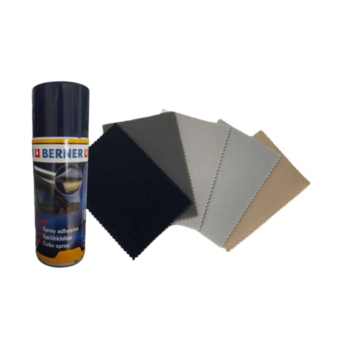 Spray Pegamento tendaggimania Kit de revestimiento de tela, terciopelo arrugado, cielo techo coche + pegamento en spray (beige 185, 3 m + 1...