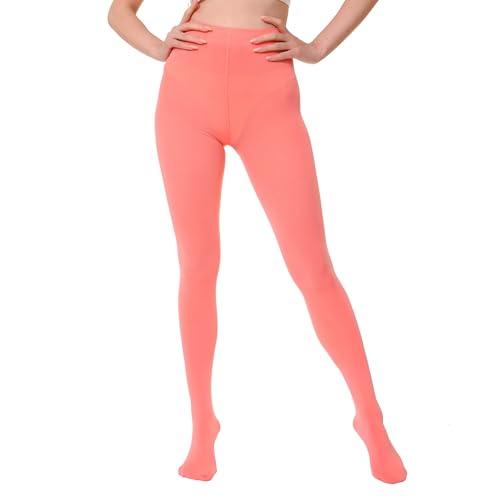 Image of EVERSWE 2 Pairs Pack Women's Opaque Tights (S-M, Living Coral)
