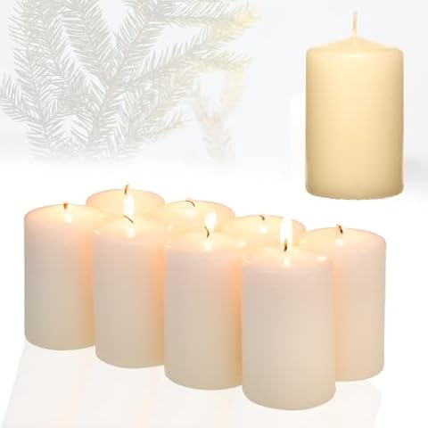 Candelo 8er Set Stumpenkerzen Weihnachten Kerzen - Champagner Cover