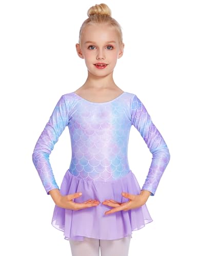 Image of Zaclotre Girl's Classic Long Sleeve Dance Dresses Ballet Skirted Leotard