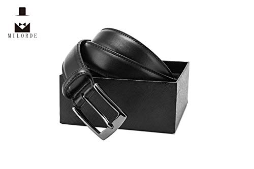 Image of MILORDE Men's Genuine Leather Dress Belt for Work Business and Casual