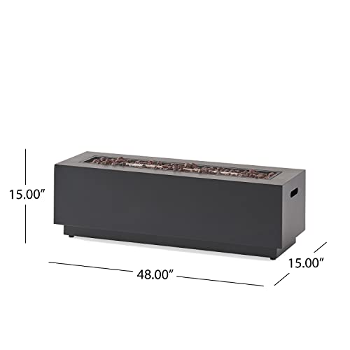 Christopher Knight Home Wellington Outdoor Iron Rectangular Fire Pit - 50,000 Btu, Dark Grey #TOP2