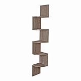 Danya B. XF11035OK Large Rustic Decorative 5-Tier Corner Floating Wall Mount Display Shelving Unit - Oak