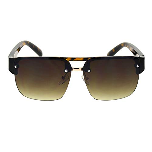 SA106 Minimal Mod Rectangular Half Rim Mens Plastic Designer Sunglasses