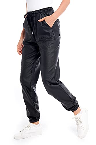 S P Y M Womens Stretchy Jeggings, Faux Leather Legging Pants with Pockets, Regular and Plus Size