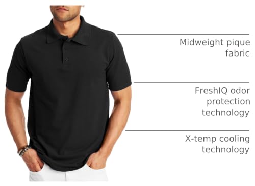 Image of Hanes Men's X-Temp Short Sleeve Polo Shirt, Midweight Men's Shirt