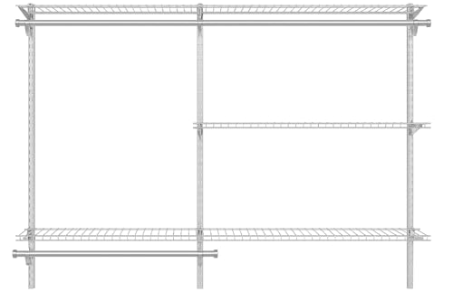 Rubbermaid Configurations Custom Closet Kit, 3-6 Ft. Adjustable Metal Wire Shelving, Titanium Finish, Expandable Organization System, Hardware Included, for Home Closet/Pantry/Laundry/Mudroom