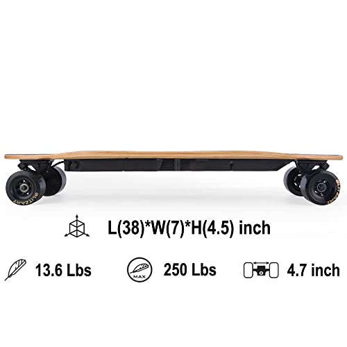 Tornado 38" Electric Longboard E-Skateboard Motorized Electronic 19mph Hub-Motor 3.5" PU Wheels