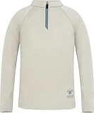 normani Kinder Merino Oberteil mit Zip Melange-Pullover Skipullover Troyer Sweatshirt mit Reißverschluss aus 100% Merinowolle für Junge und Mädchen