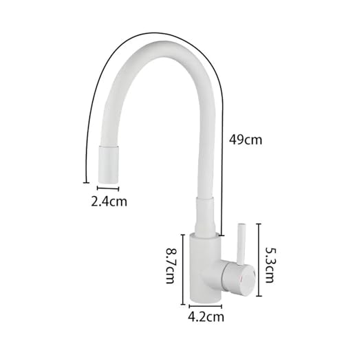 Robinet d'évier flexible pour laver les grands plats, mitigeur blanc cuisine