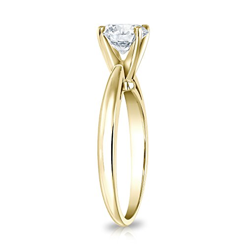 Diamond Wish 14k Yellow Gold Round Solitaire Diamond Engagement Ring (1/4 Carat TW, J-K, I1-I2) 4-Prong Set, Size 4-93