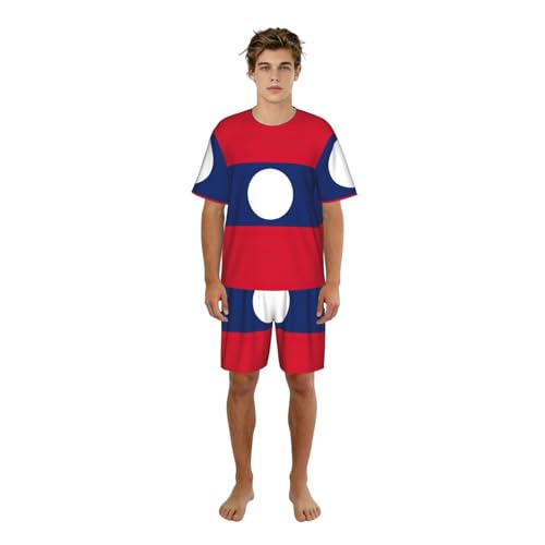 Ensemble de pyjama homme contre la chaleur estivale short manches courtes Laos