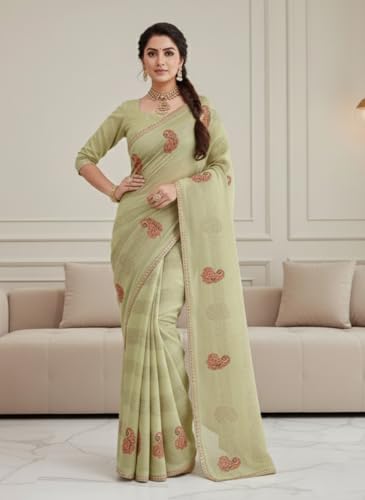 Image of Yashika Women's Georgette Art Silk Bandhej Zari Work Embroidered Saree | Women Sari
