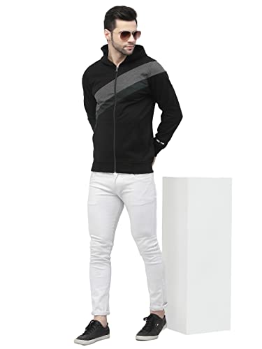 Image of Kalt Men Full Sleeves Zipper Fleece Colour Block Hoodie