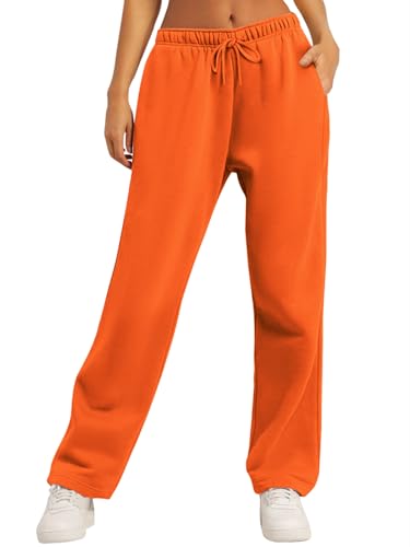Image of AUTOMET Women's Straight Leg Sweatpants Fleece Lounge Pants | Fall Athletic Joggers with Pockets,Lightweight Soft Sweat Pants, Casual Gym Workout Pants