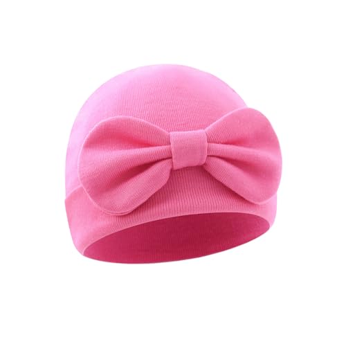 QandSweet Baby Girl Hats Sewn Bow Cotton Infant Beanie Cap Newborn Hospital Hat 0-6 Months3