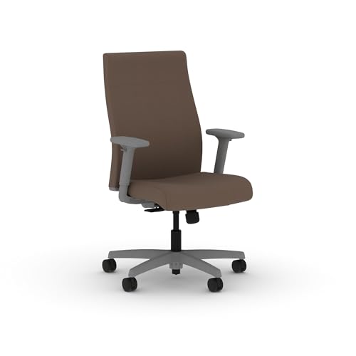 Image of HON Ignition 2.0 Ergonomic Office Chair with Adjustable Arms, Standard Synchro‑Tilt Recline, Upholstered Desk and Computer Chair for Home Office or Workstation, Titanium Frame, Bark