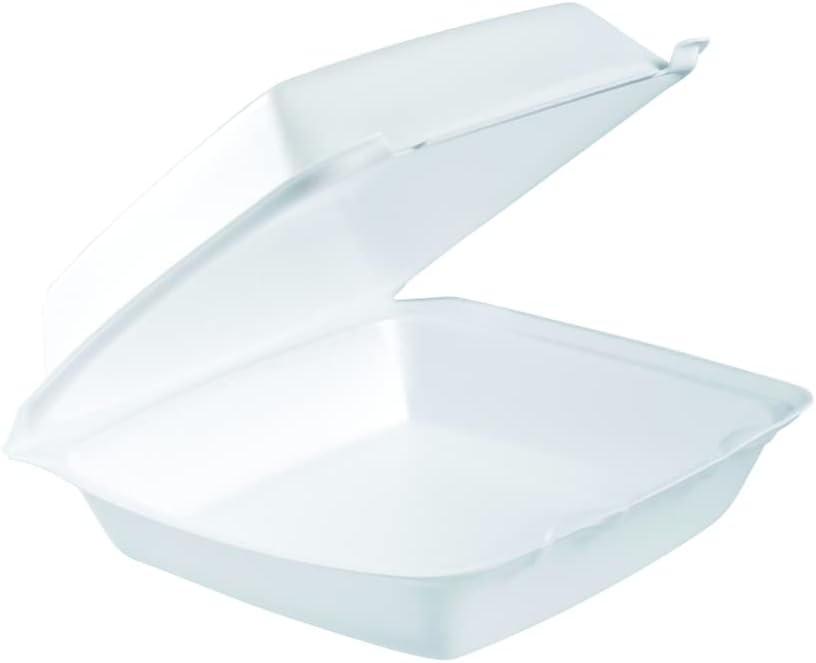 Dart 85HT1R 8.38 in. x 7.78 in. x 3.25 in. 1-Compartment Foam Hinged Lid Containers - White (200/Carton)