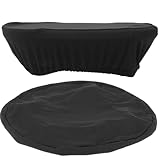 NUOBESTY 2 Stück Runde Barhocker Sitzbezüge aus Elastischem Polyester Schwarz Maschinenwaschbar Runde Hockerbezüge für Barhocker und Hocker Elastischer Barstuhlbezug