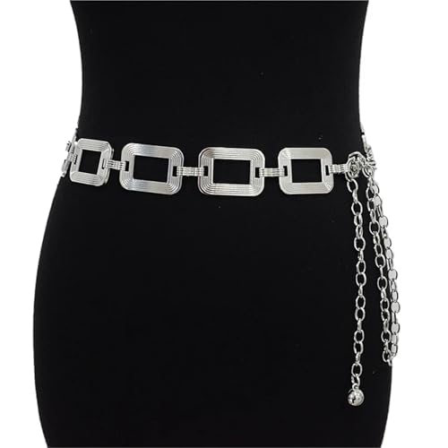 Women's Belt Women's Belt Casual Decoration Square Buckle Texture Metal Chain Waist Seal With Skirt Coat3