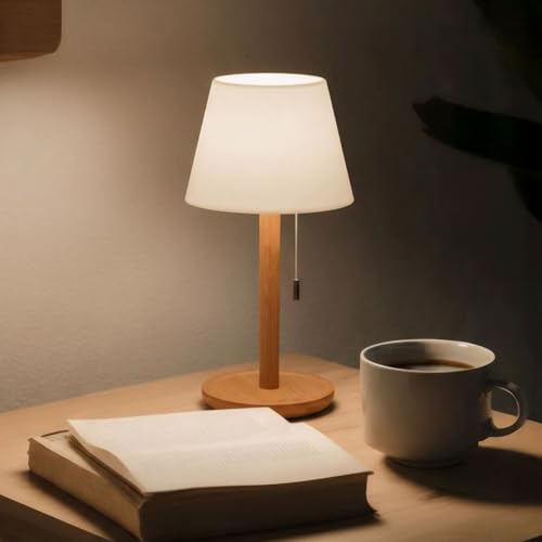 Image of Rechargeable Table Lamp with Pull Chain Switch | 3-Tone LED Light | USB-C Powered, Elegant Home Decoration Items for Living Room & Bedroom | Gift for Woman & Wife | Bellara