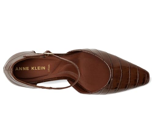 Anne Klein Women's Rosalind Ankle-Strap Pump, Brown Croc, 7 M2