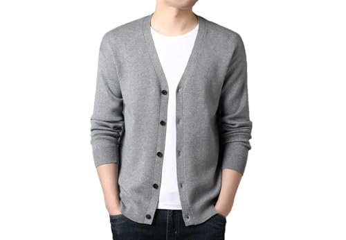 Men's Cardigan Sweater Casual V-Neck Long Sleeve Knitted Solid Cardigans