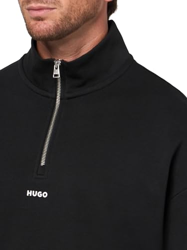 HUGO Men's Square Logo Quarter Zip Cotton Long Sleeve Sweatshirt3