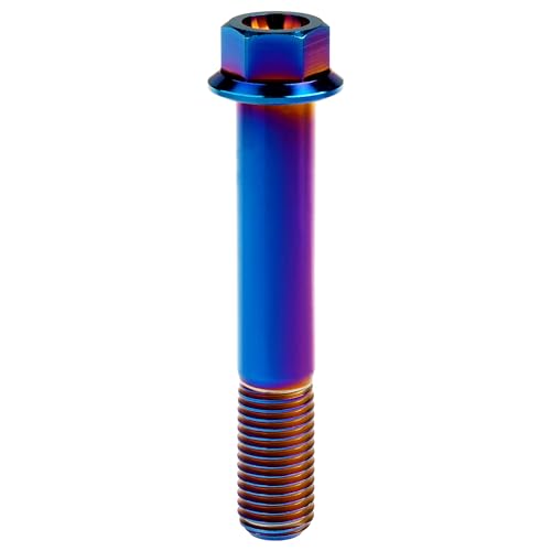 Image of Titanium Bolt M12 30 35 40 45 50 55 60 65 70 75 80 85 90mm Hex Small Flange Head for Motorcycle Car Modification Pack of 4 (M12x75mm Pitch 1.25, Burnt Blue)