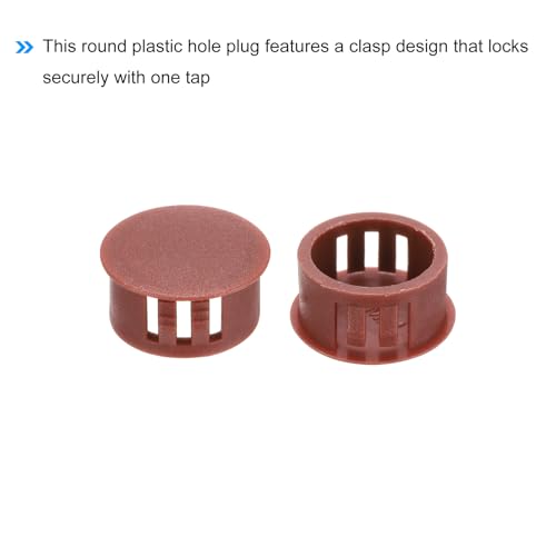Image of MECCANIXITY 64PCS 19mm(3 /4 inch) Red Brown Plastic Hole Plugs, Flush Type Panel Hole Plugs Insert End Caps for Locking Hole Tubes Furniture Cabinet