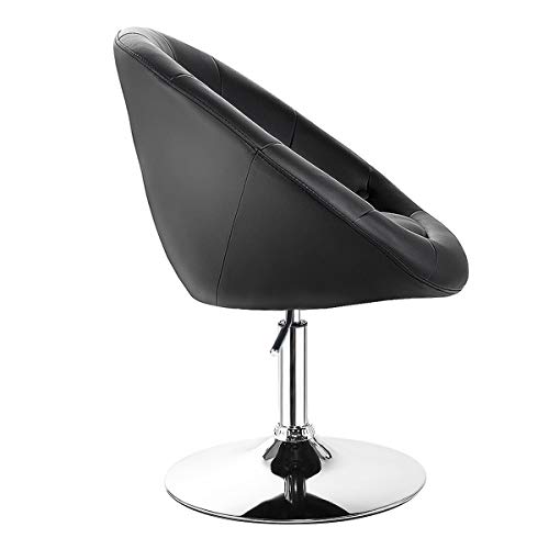 Waterjoy Swivel Round Tufted Back Pu Leather Bar Chairs, Adjustable Height 23.6" To 31.5" Modern Chrome Bar Stools With Hydraulic Lift #TOP6