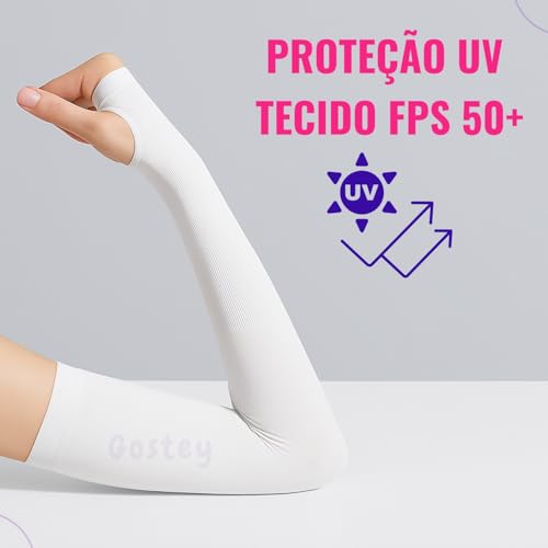 Par de Manguito com Proteção Solar UV50+ Manga Longa com Abertura para o Dedão Ideal para Motoqueiro