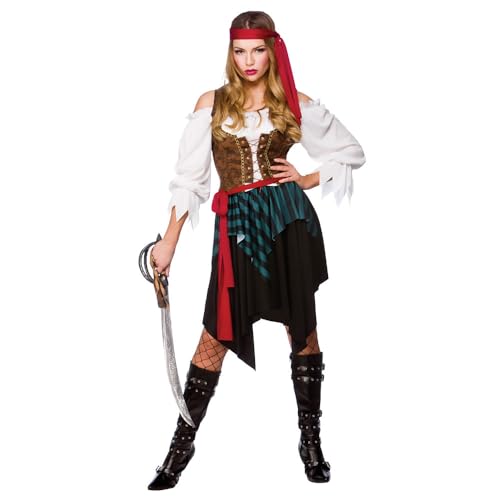 Wicked Costumes Adult Womens Caribbean Pirate Fancy Dress Costume Swashbuckler Buccaneer Halloween Outfit Small - (UK 10-12)