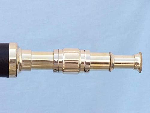 Antique Marine Spyglass 50" Brass Leather Harbor Master Tripod Floor Standing Telescope