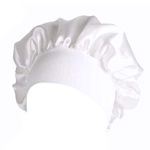 Preisvergleich Produktbild huiouer Damen Satin-Schlafmütze, volle Abdeckung, weiche Nacht-Schlafmütze weiß