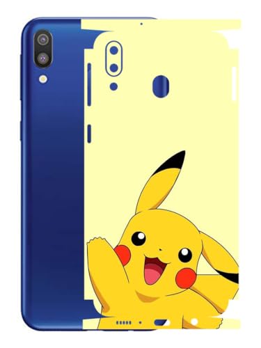 Image of AtOdds - Samsung Galaxy M20 Mobile Back Skin Sticker - Lamination - Rear Screen Guard Protector Film Wrap (Coverage - Back+Camera+Sides) (Design - Pika)
