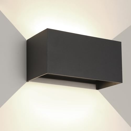 FUPE 25 W aplique parede exterior/interior, 4000 K branco natural, ângulo de feixe ajustável, LED IP65 impermeável